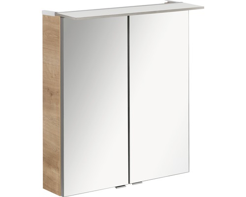 Armoire de toilette FACKELMANN B.perfekt LED lxhxp 60x69x23.5 cm chêne noueux Armoire de toilette à miroir avec deux portes et une étagère