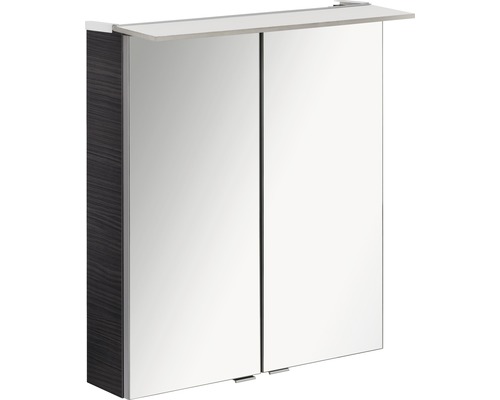 Armoire de toilette FACKELMANN B.perfekt LED lxhxp 60x69x23.5 cm dark oak Armoire de toilette à miroir avec deux portes et étagère