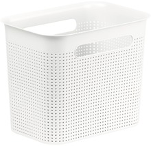 Panier de rangement en plastique avec poignées et surface perforée