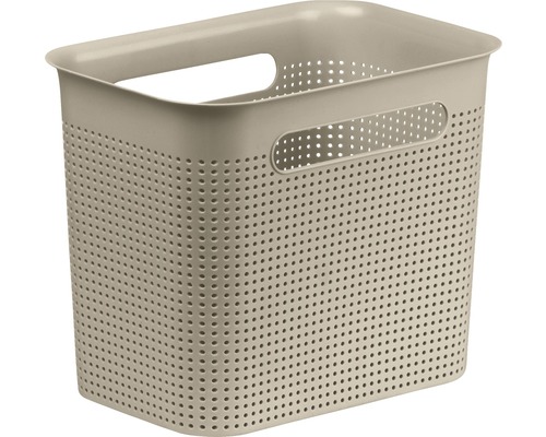 Panier de rangement en plastique avec poignées et motif perforé