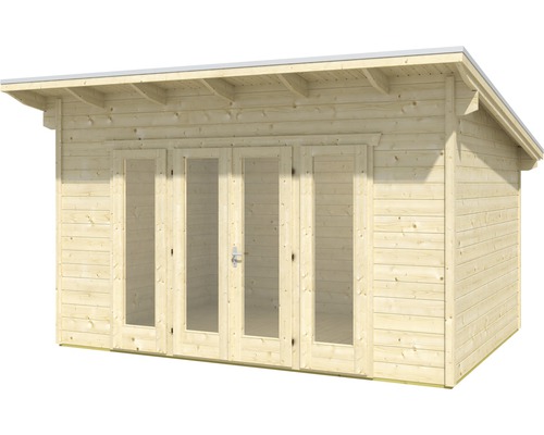 Holzgartenhaus mit Doppeltür und Fenstern