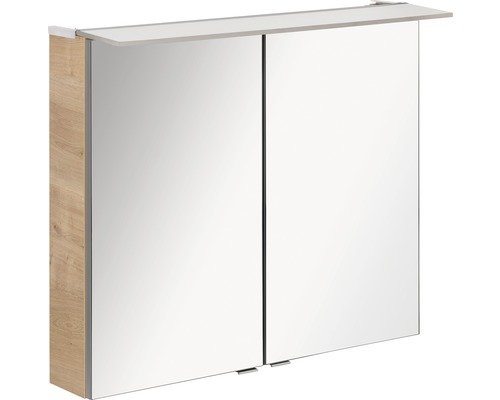 Armoire de toilette FACKELMANN B.perfekt LED lxhxp 80x69x23.5 cm chêne noueux Armoire de toilette avec deux portes et étagère