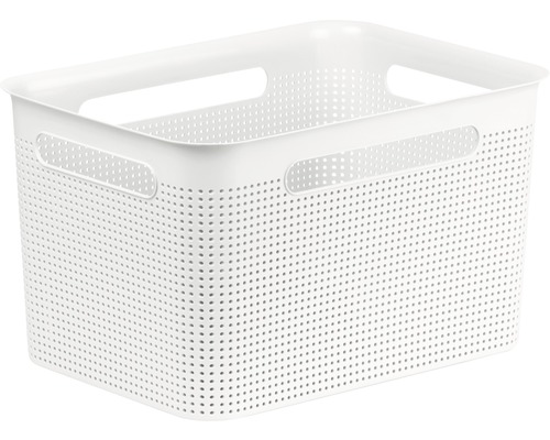 Boîte de rangement en plastique avec poignées et motif perforé