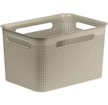 Panier de rangement en plastique avec poignées et motif perforé