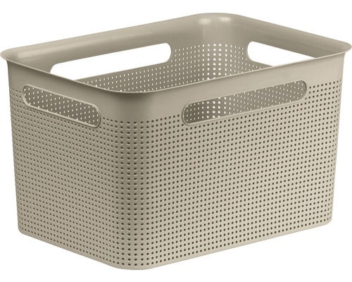 Boîte Brisen 16 l cappucino Panier de rangement en plastique avec poignées et motif perforé