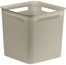 Panier de rangement carré perforé avec poignées