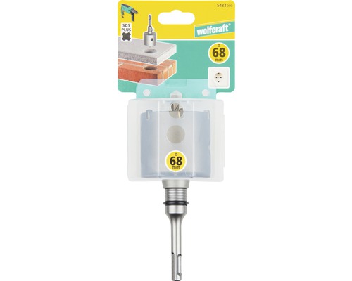 Scie cloche Wolfcraft avec support SDS Plus, diamètre 68 millimètres, pour percer la pierre et la maçonnerie