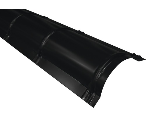 Bande faîtière semi-circulaire PRECIT noir foncé RAL 9005 2000x114x280 mm Bande faîtière semi-circulaire PRECIT noir foncé RAL 9005 2000x114x280 mm