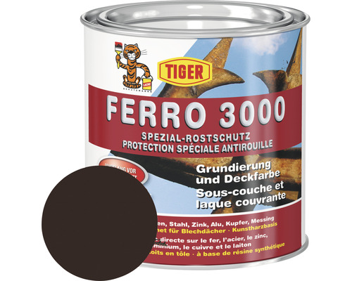 Tiger Ferro 3000 RAL 8017 marron chocolat 375 ml Tiger Ferro 3000 protection spéciale antirouille, primaire et peinture de finition