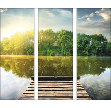 Dreiteiliges Wandbild mit See und Waldmotiv