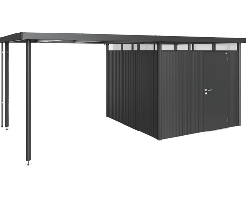 Abri de jardin métallique avec abri et porte