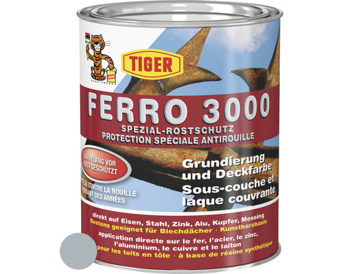 Tiger Ferro 3000 RAL 7001 gris argent 750 ml Tiger Ferro 3000 antirouille primaire et peinture de finition pot