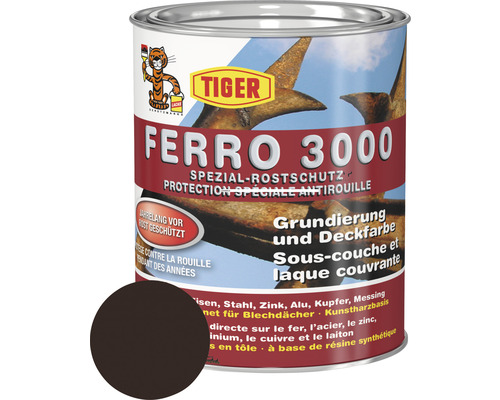 Tiger Ferro 3000 RAL 8017 marron chocolat 750 ml Tiger Ferro 3000 protection antirouille, primaire et peinture de finition