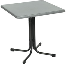 Table de bistrot carrée avec plateau en acier et cadre pliant