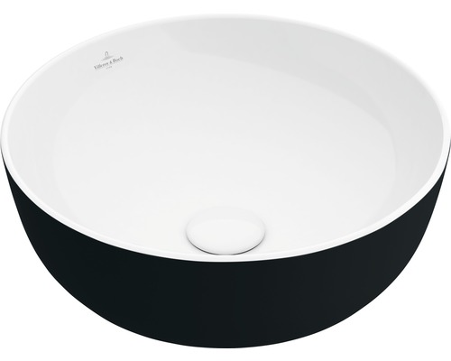 Villeroy & Boch Aufsatzwaschbecken Artis 43 cm rund weiss/schwarz 417943BCT8 Aufsatzwaschbecken aus Keramik, runde Form
