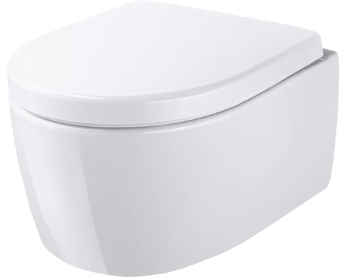 WC suspendu GEBERIT iCon XS cuvette à fond creux sans bride court à économie d'eau blanc brillant avec abattant CG06055000