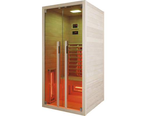 Sauna infrarouge avec porte vitrée et revêtement en bois pour l''intérieur