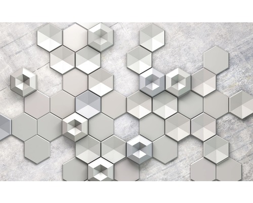 Papier peint panoramique intissé 6004A-VD4 Infinity Hexagon Concrete 4 pces 400 x 250 cm
