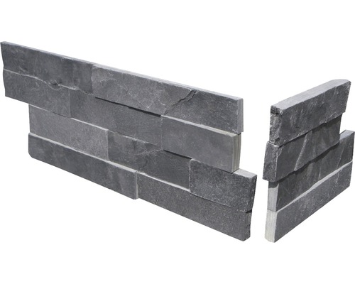 Verblendstein-Ecke Schiefer schwarz Z14/26x10 cm Wandverkleidung aus Steinpaneelen