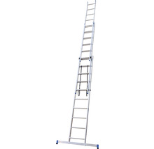 WERNER Mehrzweckleiter Anlege-Steh-oder Schiebeleiter Aluminium 3-teilig 3 x 10 Sprossen Arbeitshöhe 6,5 m