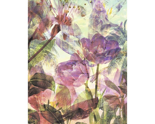 Papier peint panoramique intissé 6026A-VD2 Metropical 2 pces 200 x 250 cm Motif décoratif avec fleurs et palmiers