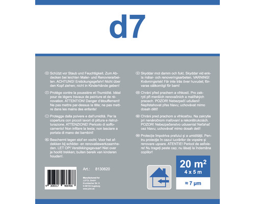 d7 Bâche de protection contre la poussière et l''humidité