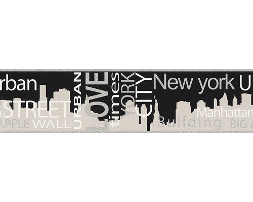 Frise 93567-1 Only Borders New York 5 m x 13 cm Papier peint avec horizon et noms de villes