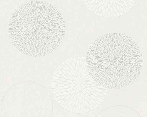 Papier peint intissé 93792-2 Spot 2 motif de cercles 2 gris Papier peint avec motifs floraux circulaires