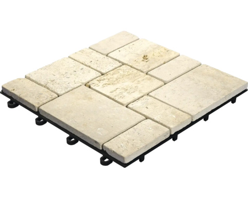 Dalle à clipser florco® Stone travertin Roma 30x30 cm 1 Pack 4 pièces