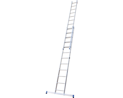 WERNER Schiebeleiter Aluminium 2-teilig 2 x 12 Sprossen Arbeitshöhe 6,1 m Ausgezogene Mehrzweckleiter aus Aluminium