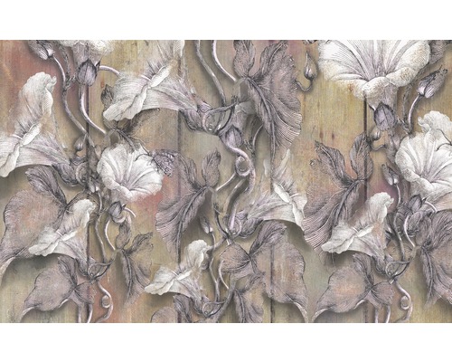 Papier peint panoramique intissé 6045A-VD1 Bloomin Panel 1 pièce 100 x 250 cm Papier peint avec motif floral sur structure en bois