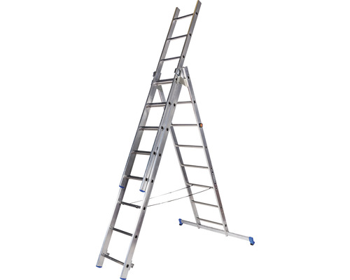 Échelle multi-usages pro WERNER 3 x 8 échelons aluminium longueur 2,30 - 4,85 m