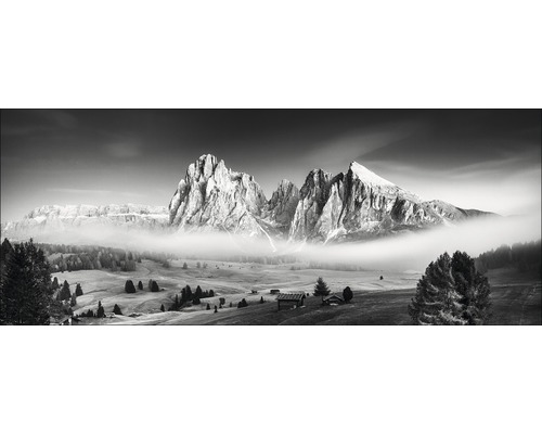 Glasbild Mist & Mountain 30x80 cm