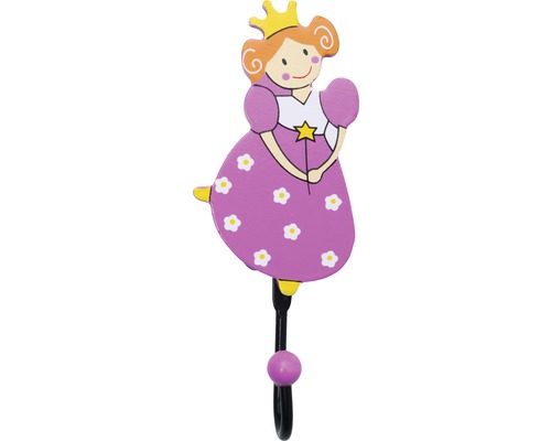 Crochet de portemanteau enfants 147x56x32 mm princesse multicolore, 1 crochet Patère murale avec motif de princesse pour chambre d''enfant