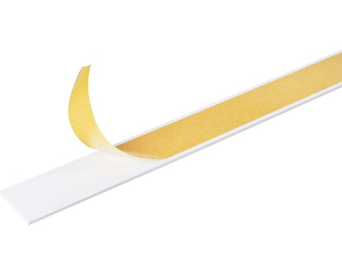 Barre plate PVC blanc 20 x 2 x 2 mm , 2,6 m Plinthe autocollante avec film de protection