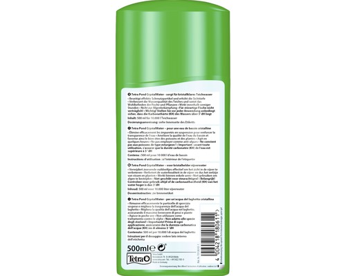 Tetra Pond Crystal Water pour une eau de bassin cristalline dans une bouteille de 500 millilitres