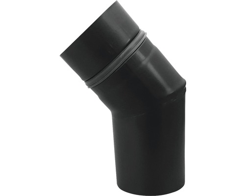 Coude de tuyau de poêle à granulés Bertrams 45° Ø 80 mm revêtu par poudre noir Coude de tuyau d''évacuation avec un angle de 45 degrés