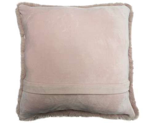 Coussin carré avec bordure en fourrure