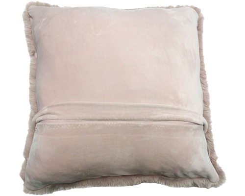 Coussin décoratif avec bordure en fourrure et fermeture éclair