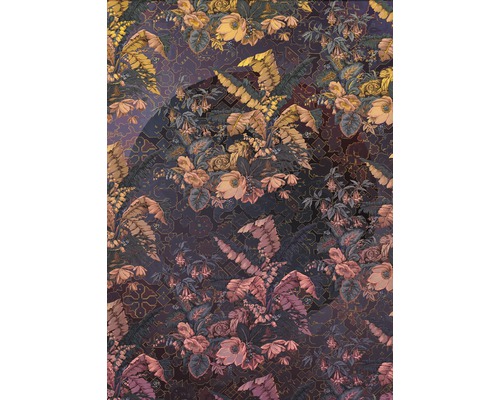 Papier peint panoramique intissé HX4-031 Orient Violet 4 pces 200 x 270 cm Tissu à motif de fleurs et de plantes