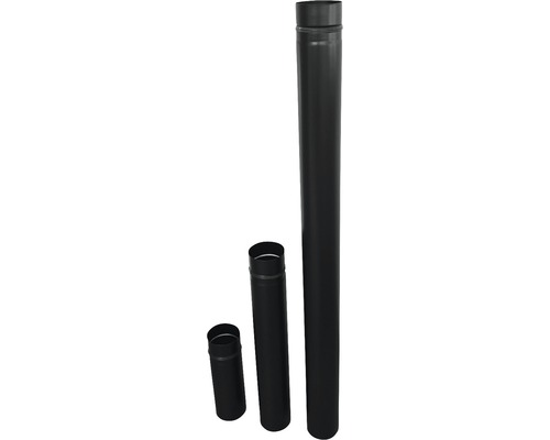 Tuyau de poêle pour pellets Bertrams Ø 80 mm revêtu par poudre noir 0,50 m Trois tuyaux de poêle de différentes longueurs