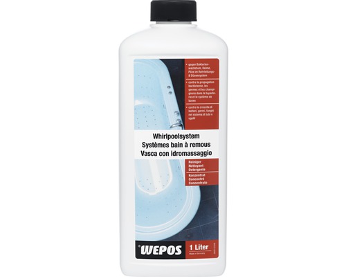 Wepos Système de bain à remous Produit nettoyant 1 L Nettoyant pour système de bain à remous WEPOS, bouteille de 1 litre