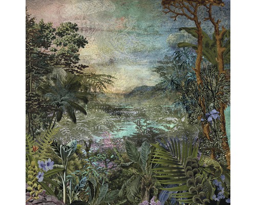Papier peint panoramique intissé HX5-044 Cours Fluvial 5 pces 250 x 280 cm Image murale avec motif jungle pour un design d''espace vivant