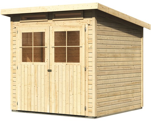 Abri de jardin en bois avec double porte et fenêtres