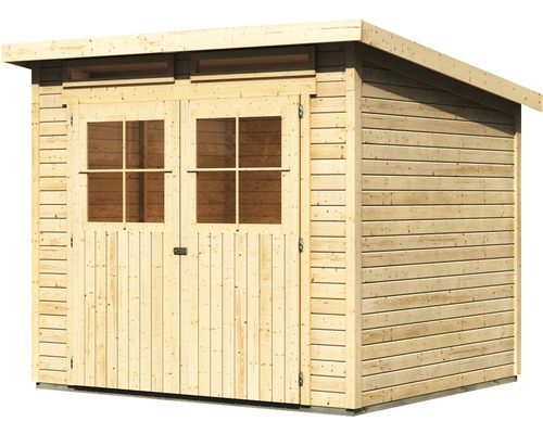 Abri de jardin en bois avec double porte et fenêtres