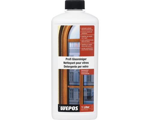 Wepos Nettoyant pour vitres professionnel 1 L WEPOS Nettoyant pour vitres professionnel, bouteille de 1 litre