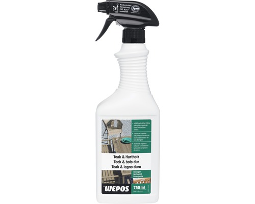 Wepos Spray nettoyant pour teck et bois dur 750 ml Nettoyant WEPOS pour teck et bois dur en flacon pulvérisateur de 750 ml