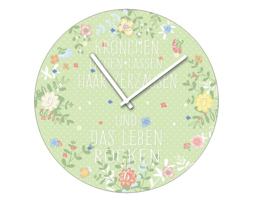 Horloge murale en verre Spring Time I Ø 20 cm