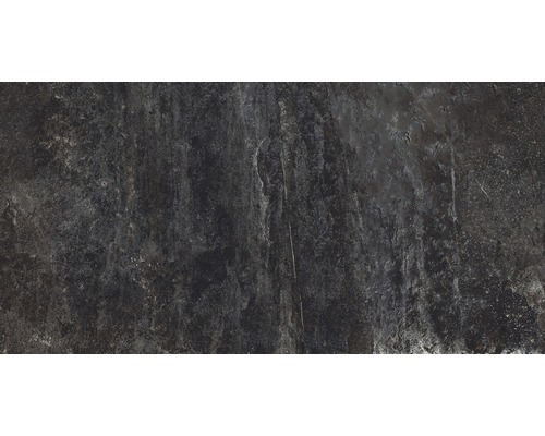 Wand- und Bodenfliese Schiefer dark 30.5x60.5 cm Dunkle Steinzeugfliese mit strukturierter Oberfläche