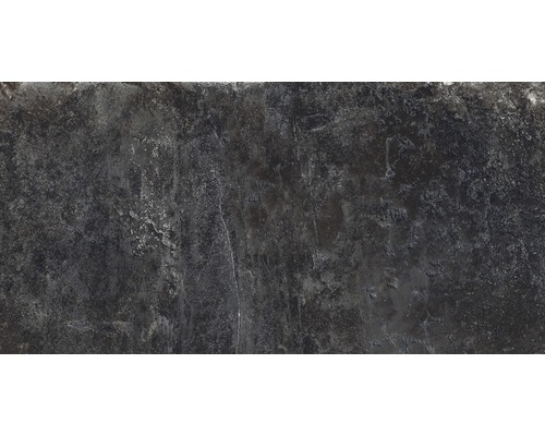 Wand- und Bodenfliese Schiefer dark 30x60 cm Dunkle Feinsteinzeugfliese mit strukturierter Oberfläche